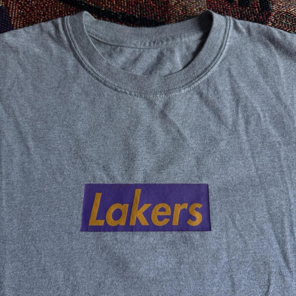 Los Angeles Lakers Box Logo Shirt Parody Streetwear Lebron Kobe Luka Nba